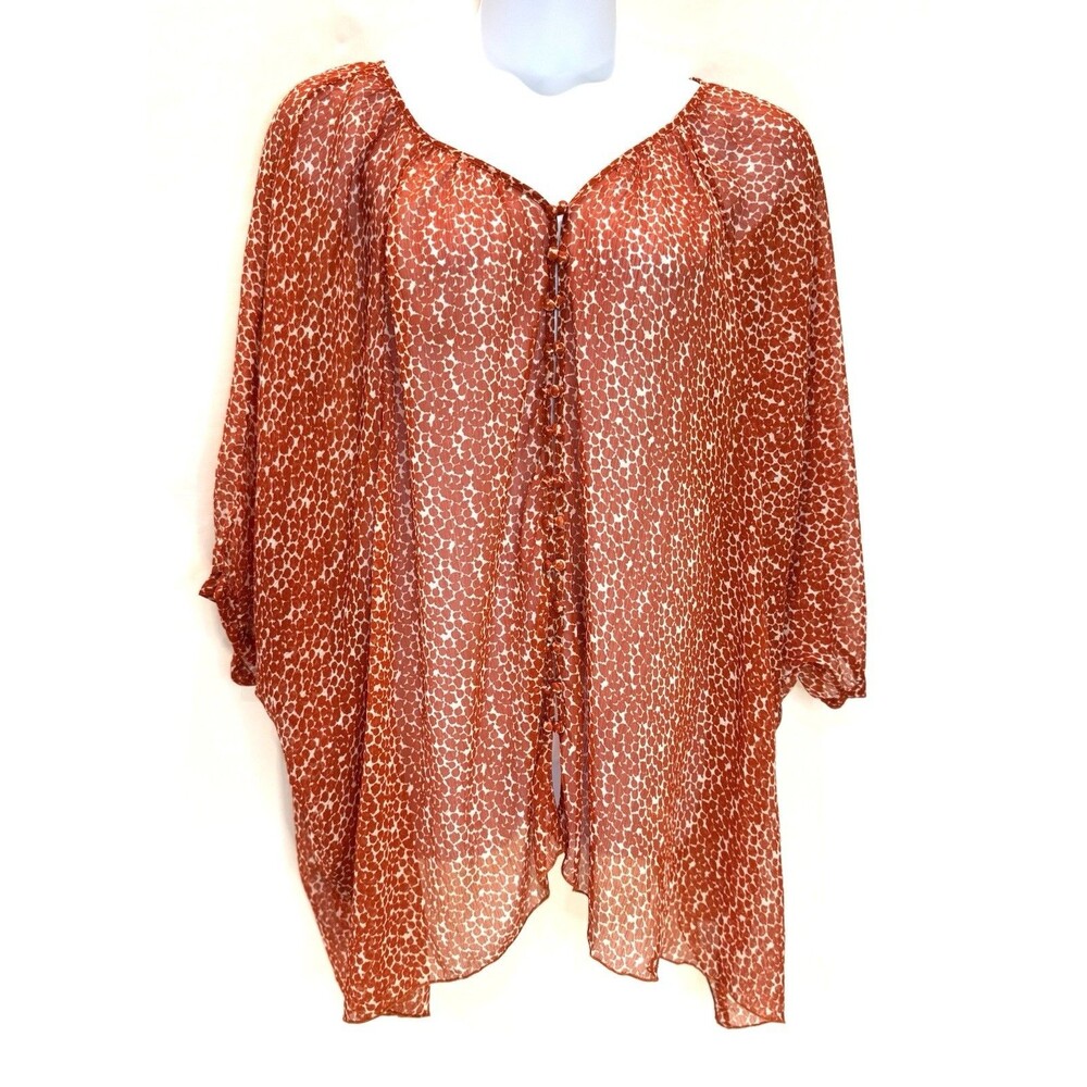 Women’s Size 2X Top Nicole Richie Collection Oversized Sheer Orange Blouse